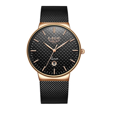 LIGE 2022 jauns modes sieta jostas vīriešu pulksteņi vīriešiem ūdensizturīgs kvarca rokas pulkstenis vīriešiem no nerūsējošā tērauda pulksteņa datuma ikdienas pulkstenis