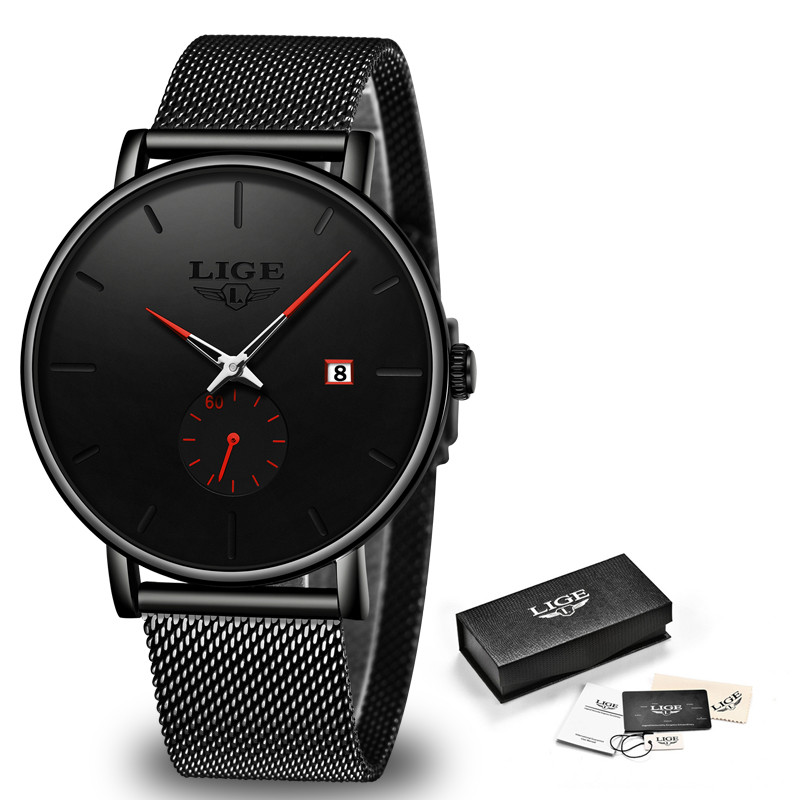 LIGE 2022 jauns modes sieta jostas vīriešu pulksteņi vīriešiem ūdensizturīgs kvarca rokas pulkstenis vīriešiem no nerūsējošā tērauda pulksteņa datuma ikdienas pulkstenis