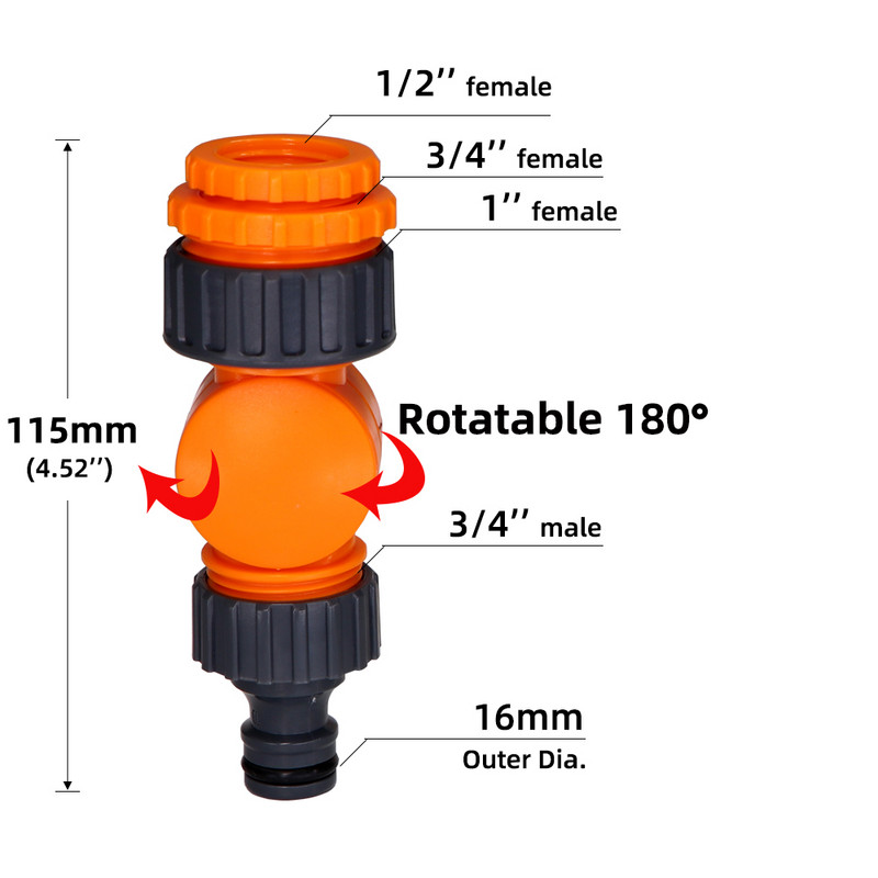 Faucet Quick Connectors Περιστρεφόμενος διαχωριστής βρύσης νερού 1/2" 3/4" 1" Προσαρμογέας σπειρώματος Garden Farm Irrigation Πλυντήριο αυτοκινήτων Περιστρεφόμενες αρθρώσεις
