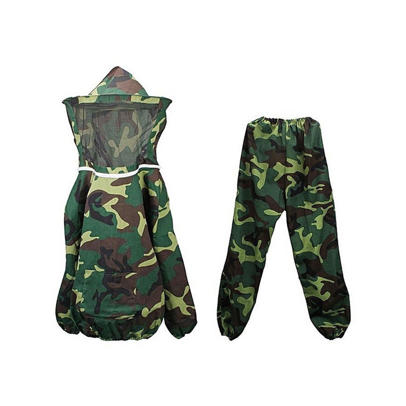 Bee Proof Striukės Kelnės Kaukė Bites Apsauginė Suknelė Kamufliažinis Bitininkystės Kostiumas Apsauginiai Drabužiai Viso kūno suaugusiems