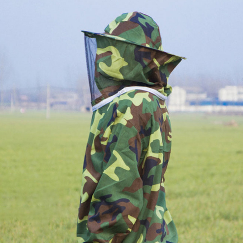 Bee Proof Striukės Kelnės Kaukė Bites Apsauginė Suknelė Kamufliažinis Bitininkystės Kostiumas Apsauginiai Drabužiai Viso kūno suaugusiems