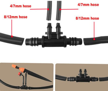 10 бр. Фитинги за напояване на градински маркуч 8/11 мм 3-посочен 4-посочен 3/8\