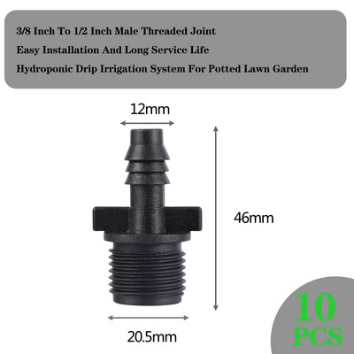 10 gab. 8/11 mm dārza šļūtenes apūdeņošanas piederumi 3 ceļi 4 ceļi 3/8" līdz 1/4" dzeloņveida savienotājs zālienam, lauksaimniecībai un pilienu caurulēm