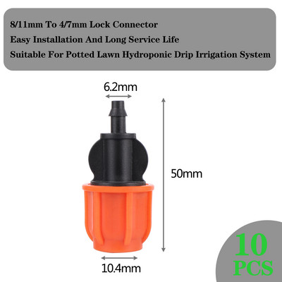10 gab. 8/11 mm dārza šļūtenes apūdeņošanas piederumi 3 ceļi 4 ceļi 3/8" līdz 1/4" dzeloņveida savienotājs zālienam, lauksaimniecībai un pilienu caurulēm