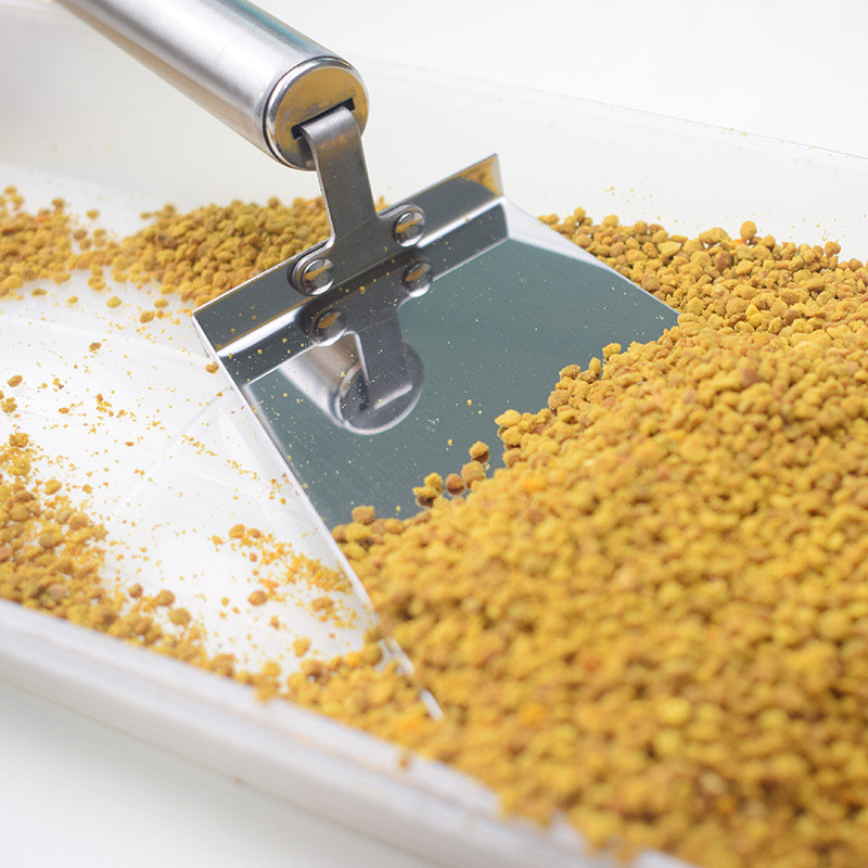 1 gab Biškopības nerūsējošā tērauda ziedputekšņu lāpsta tīra medus nosūcējs, plakans strops, tīrs skrāpis, profesionāls biškopja rīks