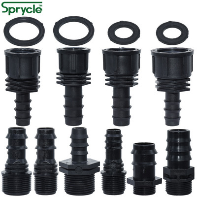 SPRYCLE 4PC 1/2" 3/4" emase keermega pistik oga külge 16mm 20mm 25mm PE vooliku adapter Aia kastmise tilkkastmissüsteem