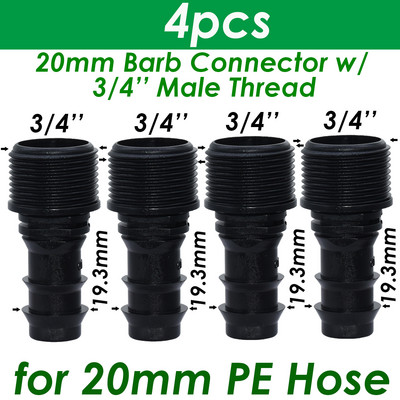 SPRYCLE 4PC 1/2" 3/4" anya menetes csatlakozó a szárhoz 16mm 20mm 25mm PE tömlőadapter Kerti öntöző csepegtető öntözőrendszer