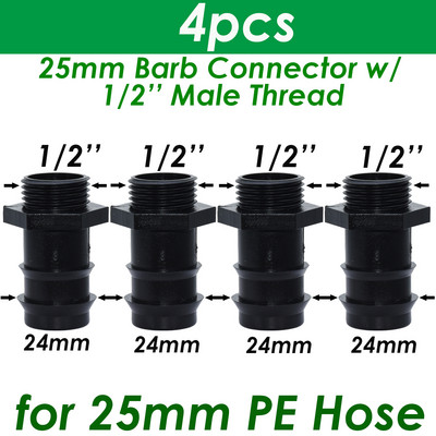 SPRYCLE 4PC 1/2" 3/4" anya menetes csatlakozó a szárhoz 16mm 20mm 25mm PE tömlőadapter Kerti öntöző csepegtető öntözőrendszer