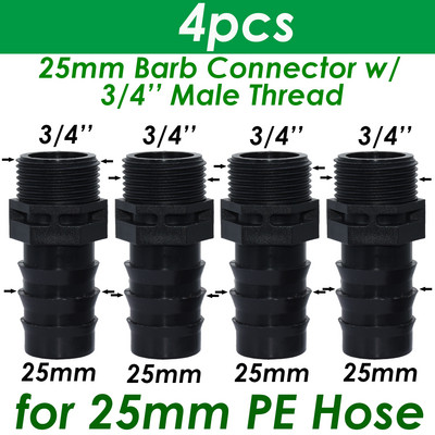SPRYCLE 4PC 1/2" 3/4" anya menetes csatlakozó a szárhoz 16mm 20mm 25mm PE tömlőadapter Kerti öntöző csepegtető öntözőrendszer