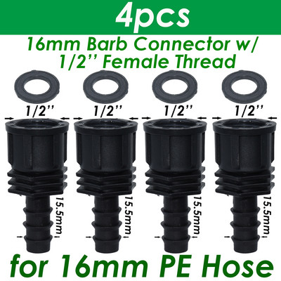 SPRYCLE 4PC 1/2" 3/4" anya menetes csatlakozó a szárhoz 16mm 20mm 25mm PE tömlőadapter Kerti öntöző csepegtető öntözőrendszer