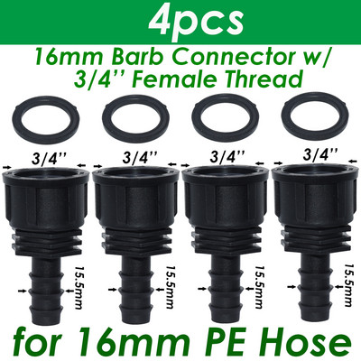 SPRYCLE 4PC 1/2" 3/4" anya menetes csatlakozó a szárhoz 16mm 20mm 25mm PE tömlőadapter Kerti öntöző csepegtető öntözőrendszer