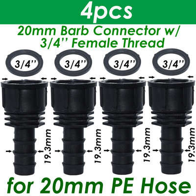 SPRYCLE 4PC 1/2" 3/4" anya menetes csatlakozó a szárhoz 16mm 20mm 25mm PE tömlőadapter Kerti öntöző csepegtető öntözőrendszer