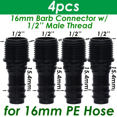 SPRYCLE 4PC 1/2" 3/4" anya menetes csatlakozó a szárhoz 16mm 20mm 25mm PE tömlőadapter Kerti öntöző csepegtető öntözőrendszer