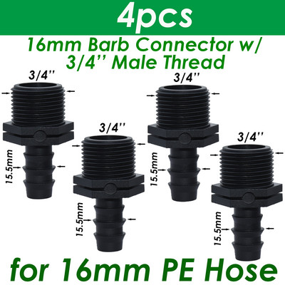 SPRYCLE 4PC 1/2" 3/4" anya menetes csatlakozó a szárhoz 16mm 20mm 25mm PE tömlőadapter Kerti öntöző csepegtető öntözőrendszer