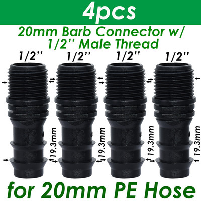 SPRYCLE 4PC 1/2" 3/4" anya menetes csatlakozó a szárhoz 16mm 20mm 25mm PE tömlőadapter Kerti öntöző csepegtető öntözőrendszer