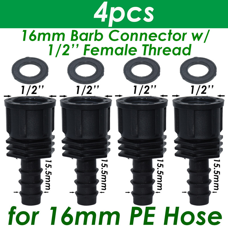 SPRYCLE 4PC 1/2" 3/4" anya menetes csatlakozó a szárhoz 16mm 20mm 25mm PE tömlőadapter Kerti öntöző csepegtető öntözőrendszer