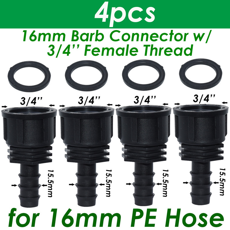 SPRYCLE 4PC 1/2" 3/4" anya menetes csatlakozó a szárhoz 16mm 20mm 25mm PE tömlőadapter Kerti öntöző csepegtető öntözőrendszer