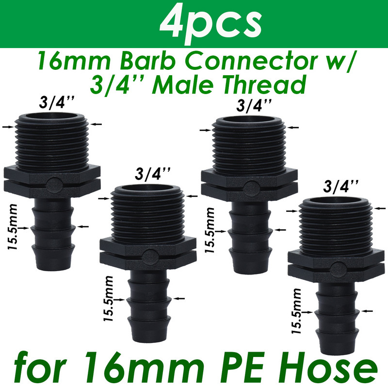 SPRYCLE 4PC 1/2" 3/4" anya menetes csatlakozó a szárhoz 16mm 20mm 25mm PE tömlőadapter Kerti öntöző csepegtető öntözőrendszer