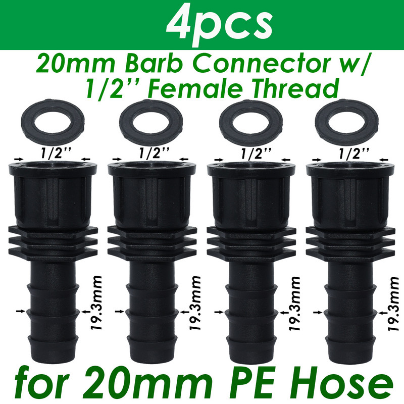 SPRYCLE 4PC 1/2" 3/4" anya menetes csatlakozó a szárhoz 16mm 20mm 25mm PE tömlőadapter Kerti öntöző csepegtető öntözőrendszer