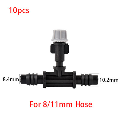 2-10 gab. Dārza pilienveida apūdeņošanas miglošanas sprauslas Pilinātāja smidzinātājs 360° izsmidzināšanas smidzinātājs ar 4/7 8/11 16 mm Tee stieņa savienotāju