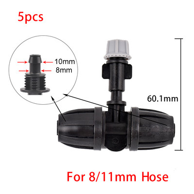 2-10 gab. Dārza pilienveida apūdeņošanas miglošanas sprauslas Pilinātāja smidzinātājs 360° izsmidzināšanas smidzinātājs ar 4/7 8/11 16 mm Tee stieņa savienotāju