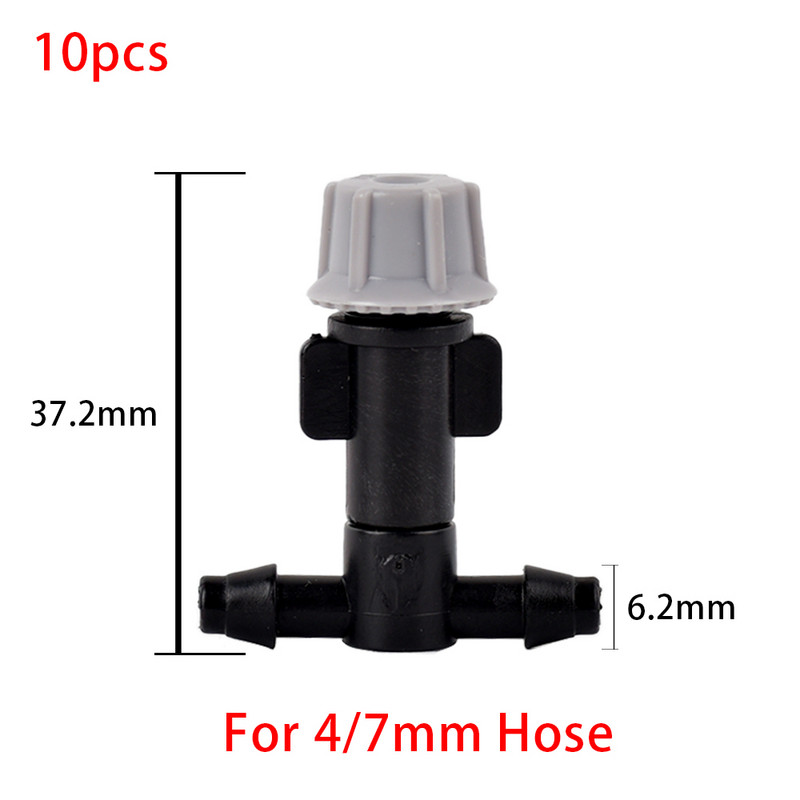 2-10 gab. Dārza pilienveida apūdeņošanas miglošanas sprauslas Pilinātāja smidzinātājs 360° izsmidzināšanas smidzinātājs ar 4/7 8/11 16 mm Tee stieņa savienotāju