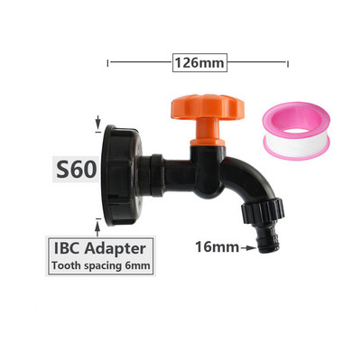 Adaptor robinet cu filet de 1/2 3/4 inch S60 IBC rezervor rezervor apă acvariu robinet de înlocuire armătură de scurgere supapă de robinet de grădină