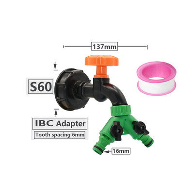 Adaptor robinet cu filet de 1/2 3/4 inch S60 IBC rezervor rezervor apă acvariu robinet de înlocuire armătură de scurgere supapă de robinet de grădină