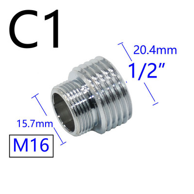 Srebrni 1/2" do M16 M18 M24 M28 konektor s muškim ženskim navojem Mjedeni adapter za uštedu vode za slavine za kupaonske kuhinjske slavine