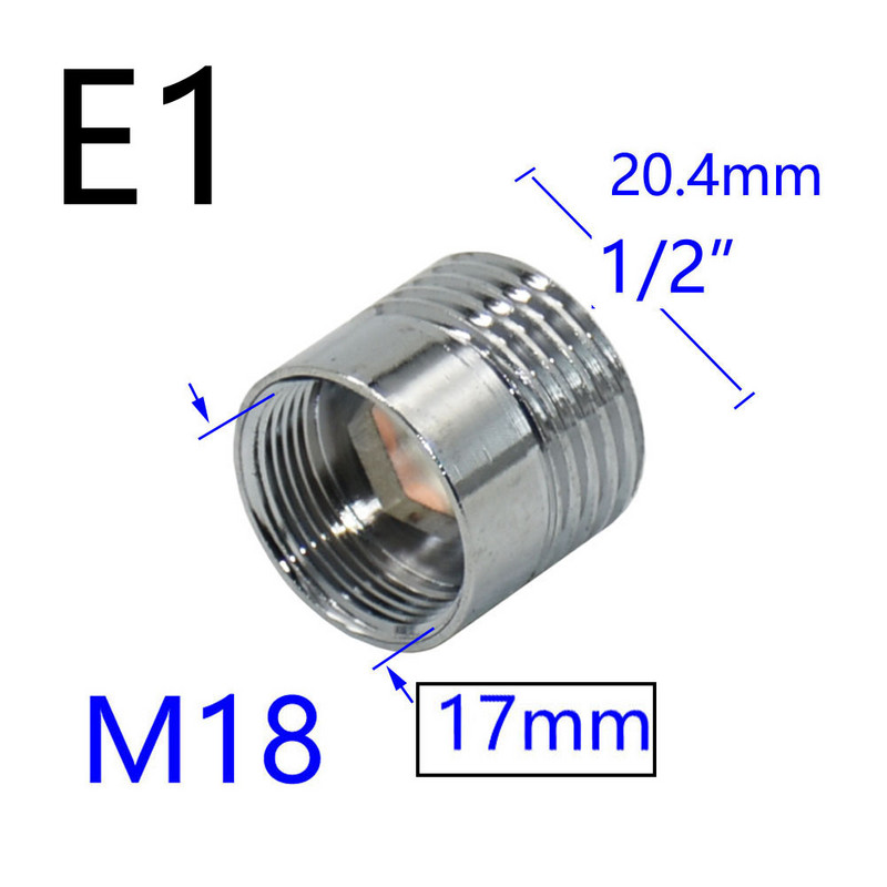 Srebrni 1/2" do M16 M18 M24 M28 konektor s muškim ženskim navojem Mjedeni adapter za uštedu vode za slavine za kupaonske kuhinjske slavine