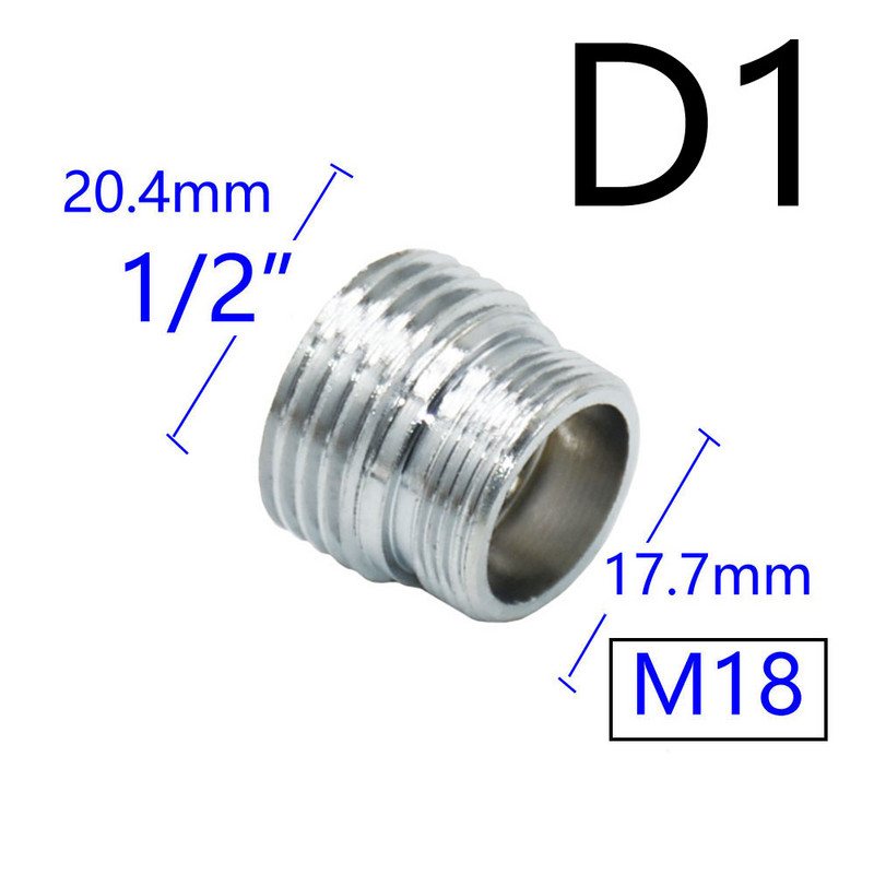 Srebrni 1/2" do M16 M18 M24 M28 konektor s muškim ženskim navojem Mjedeni adapter za uštedu vode za slavine za kupaonske kuhinjske slavine