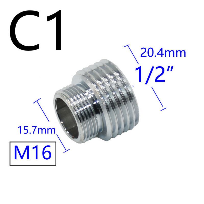 Srebrni 1/2" do M16 M18 M24 M28 konektor s muškim ženskim navojem Mjedeni adapter za uštedu vode za slavine za kupaonske kuhinjske slavine