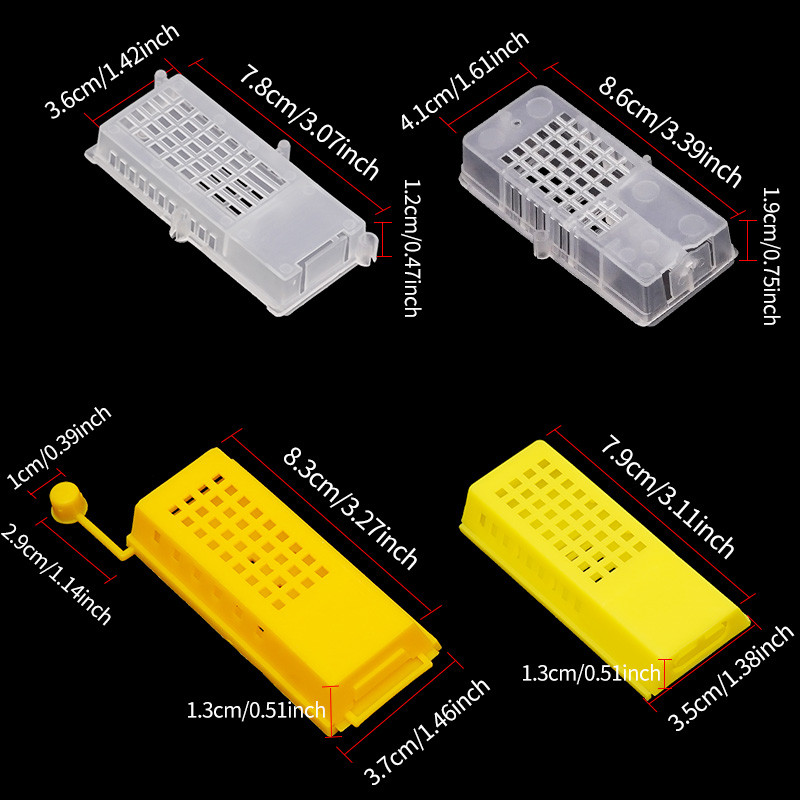 4Pcs Bees Queen Post Room Cage White пчеларски транспортни клетки Yellow Plastic King Prisoner Queen Bee Cage Устройство за пчеларство