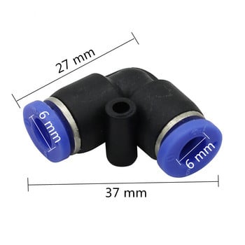 PVC Quick Connection 6mm Slip Lock Connector Tee Право коляно Кръстосана система за замъгляване Съединителна връзка Пневматичен инструмент 5 бр.