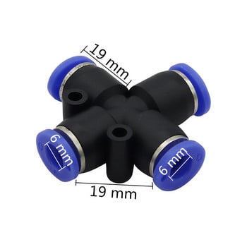 PVC Quick Connection 6mm Slip Lock Connector Tee Право коляно Кръстосана система за замъгляване Съединителна връзка Пневматичен инструмент 5 бр.