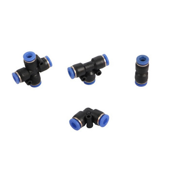 PVC Quick Connection 6mm Slip Lock Connector Tee Право коляно Кръстосана система за замъгляване Съединителна връзка Пневматичен инструмент 5 бр.