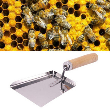 1PC Пчеларски чист екстрактор от неръждаема стомана Лопата за прашец с дървени дръжки Оборудване Професионален инструмент за пчелар