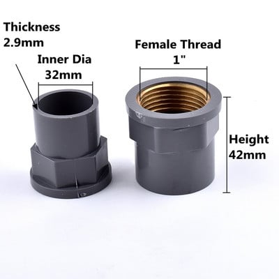 1-3 db 20-32 mm-től 1/2-1 hüvelykig szürke PVC réz anya menetes csőaljzat Egyenes kerti öntözővíz csőcsatlakozások