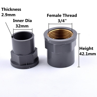 1-3 db 20-32 mm-től 1/2-1 hüvelykig szürke PVC réz anya menetes csőaljzat Egyenes kerti öntözővíz csőcsatlakozások