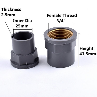 1-3 db 20-32 mm-től 1/2-1 hüvelykig szürke PVC réz anya menetes csőaljzat Egyenes kerti öntözővíz csőcsatlakozások