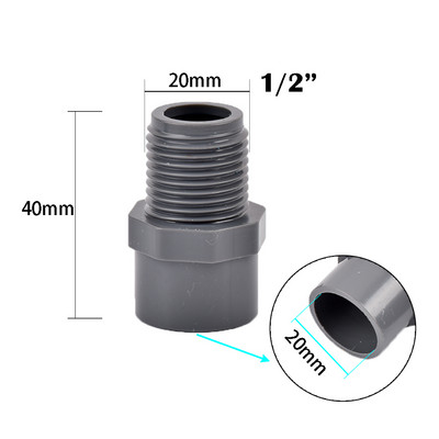 2 vnt PVC 1/2" 3/4" 1" sriegio jungtis 20/25/32 mm PVC vandens vamzdžio adapteris sodo drėkinimo vamzdžių jungiamosios detalės