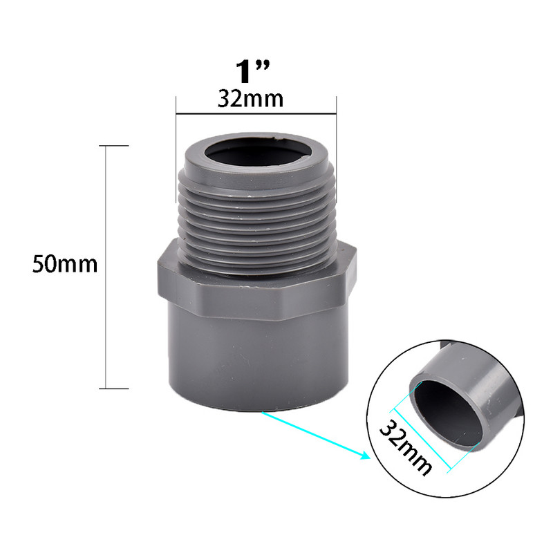 2 vnt PVC 1/2" 3/4" 1" sriegio jungtis 20/25/32 mm PVC vandens vamzdžio adapteris sodo drėkinimo vamzdžių jungiamosios detalės