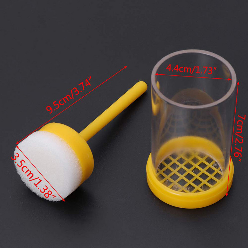 1 vnt bičių karalienės žymeklis plastikinių butelių butelių dėžutė Naudinga ūkis su stūmokliu nešiojama įranga Žymėjimo narvelis geltona bitininkystė