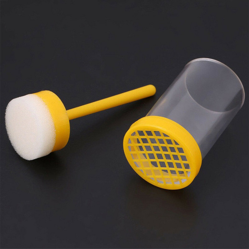 1 vnt bičių karalienės žymeklis plastikinių butelių butelių dėžutė Naudinga ūkis su stūmokliu nešiojama įranga Žymėjimo narvelis geltona bitininkystė