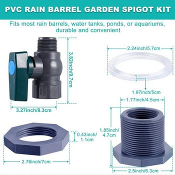 Монтаж Адаптер Rain Barrel Valve Дълготраен Лесен монтаж PVC 3/4 инча Комплект накрайници против напукване с преграда за Aquar