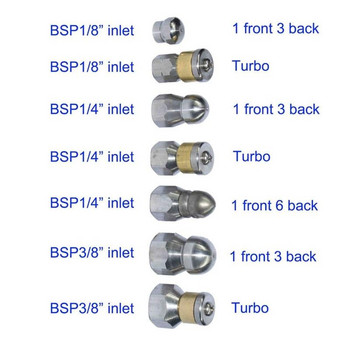 4000 PSI Sewer Jetter Ακροφύσιο Πλύσης Κουμπί μύτη πίεσης σωλήνας αποστράγγισης σωλήνας βρύσης Ακροφύσιο σωλήνα ψεκασμού για μηχανή καθαρισμού κήπου αυτοκινήτου