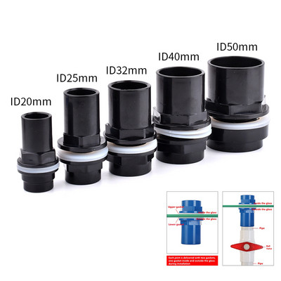 20–50 mm must/sinine/valge akvaariumi pistik PVC veekindel toru tagumikuga akvaariumi sirge liitekohaga akvaariumi tööriistatarvikud