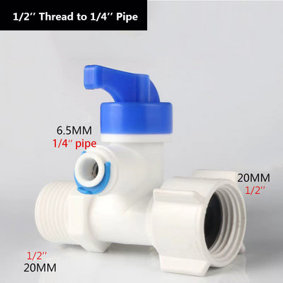 1/2'' keermega 1/4 3/8 toru veeadapter RO toitekuulventiili kraan veefiltri pöördosmoosi süsteem veepuhasti kraani jaoks