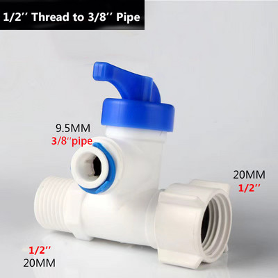 1/2'' keermega 1/4 3/8 toru veeadapter RO toitekuulventiili kraan veefiltri pöördosmoosi süsteem veepuhasti kraani jaoks