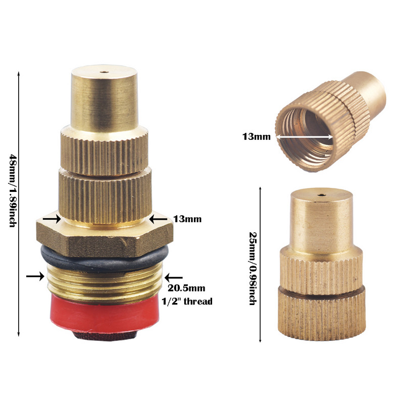 1/4 1/2” vītnes misiņa miglošanas smidzinātājs, regulējams lauksaimniecības miglas smidzinātājs dārza laistīšana apūdeņošana, mitrināšana, putekļu dezinfekcija